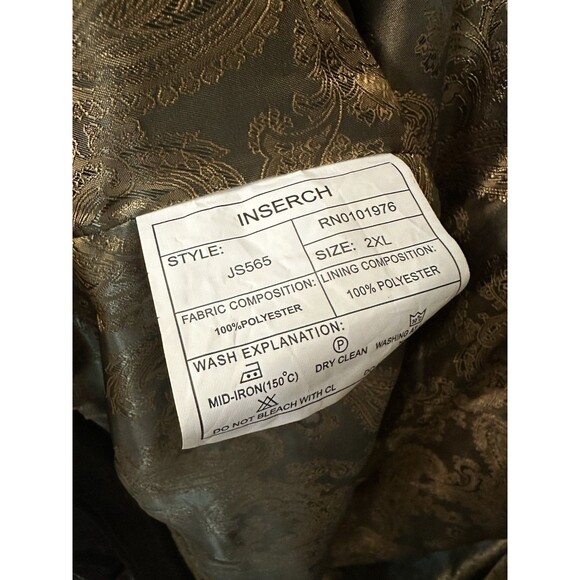 NEW Inserch Mens Size 2XL Glossy Black Alligator Embossed Zip Jacket Faux Suede - Picture 11 of 11